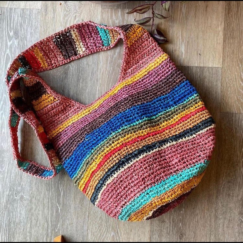 Warm & Madewell striped straw shoulder bag
